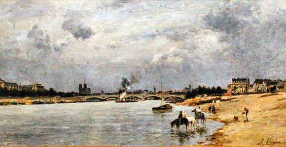 Le pont d'Austerlitz au XIXe siècle. Tableau de Stanislas Lépine.