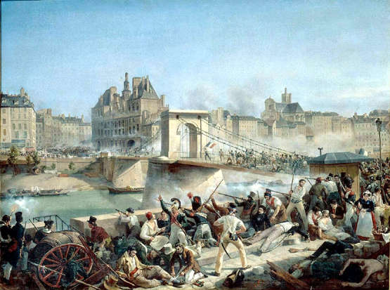 Amédée Bourgeois-Prise de l'Hôtel de Ville : le Pont d'Arcole